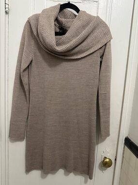 H&M Taupe Cowl Neck Longline Sweater